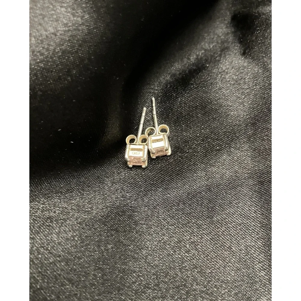 925 Sterling Silver Princess Cut Stud Pink Topaz October Birthstone Earrings